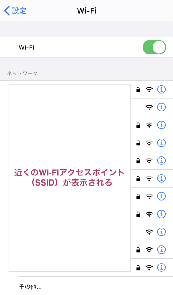 iPhoneのWi-Fi設定画面