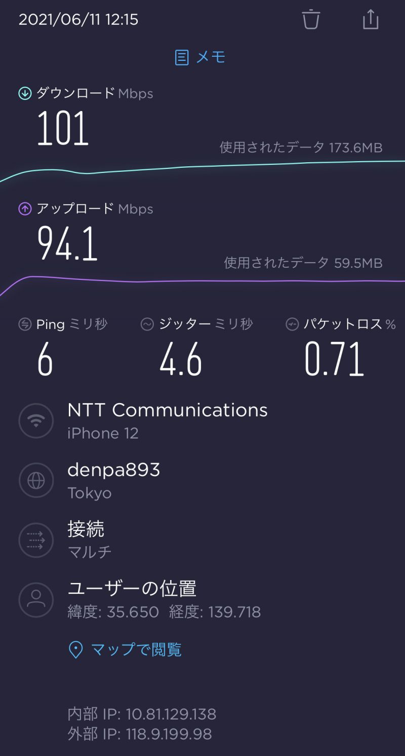 SPEEDTEST画面キャプチャ