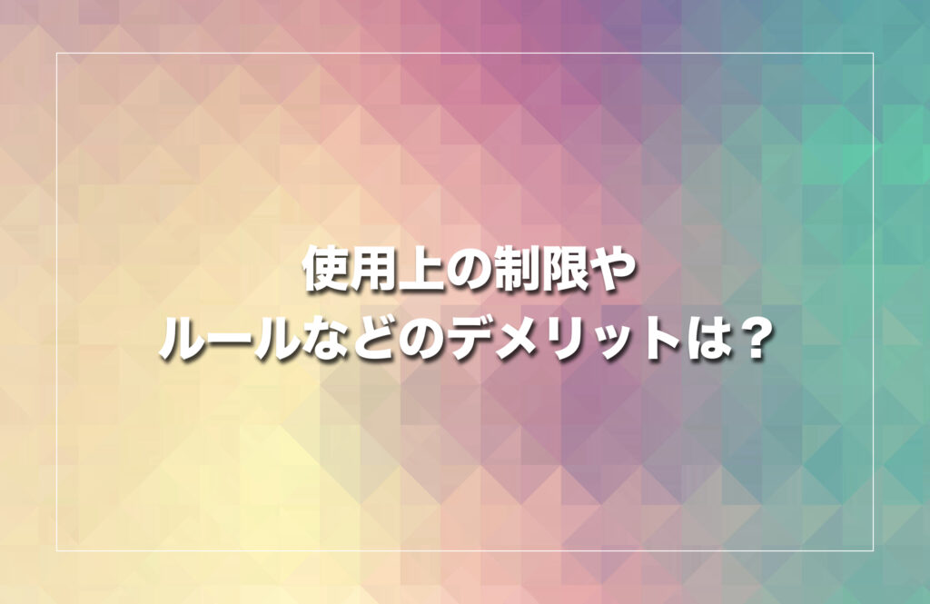 使用上の制限やルールなどのデメリットは?